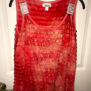 Shimmering top in coral with gold shimmer